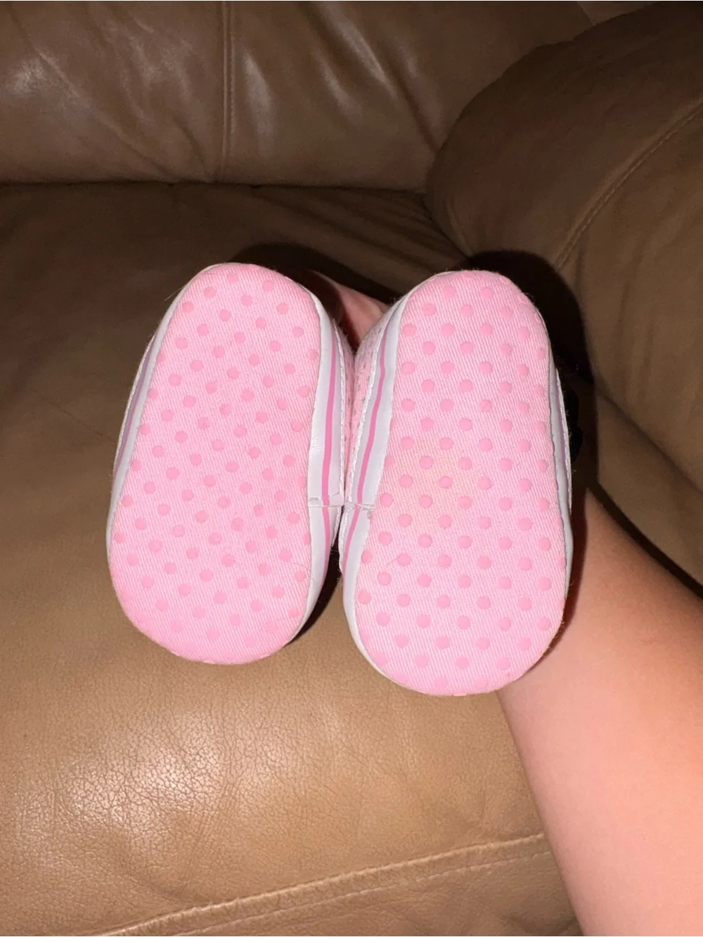 Infant Pink Lace-Up Sneakers with Silver Toe